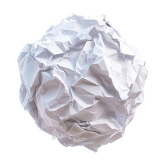 Crumpled Paper Ball Isolated on Transparent or White Background, PNG