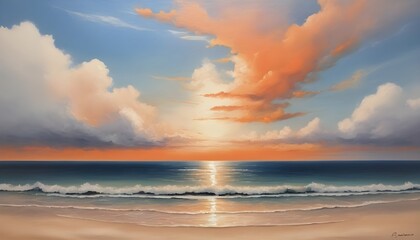 Naklejka na ściany i meble Beautiful Sunrise Over the Ocean