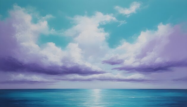 Serene Serenity: Tranquil Turquoise and Lavender Seascape
