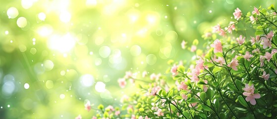 Fototapeta premium spring background flowers in the grass with natural bokeh