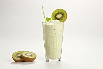 Kiwi milkshake isolated on white background