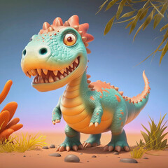 Fototapeta premium cute dinosaur cartoon animal