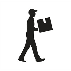 Delivery icon. Worker unloading box icon