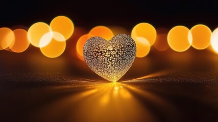 Sparkling golden glitter glden dark background hearts copy space birthday wedding shining elegance