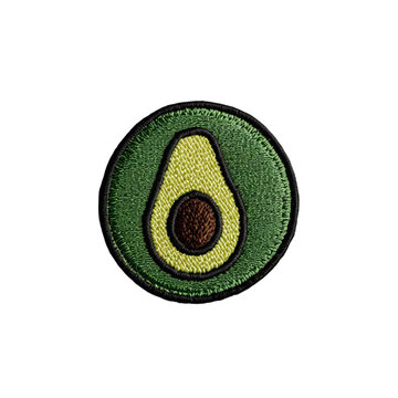avocado embroidered patch badge on an isolated with transparent background