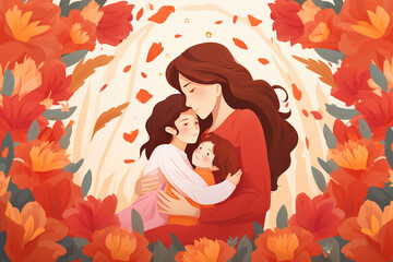 Muttertag Design, Frau mit Kinder