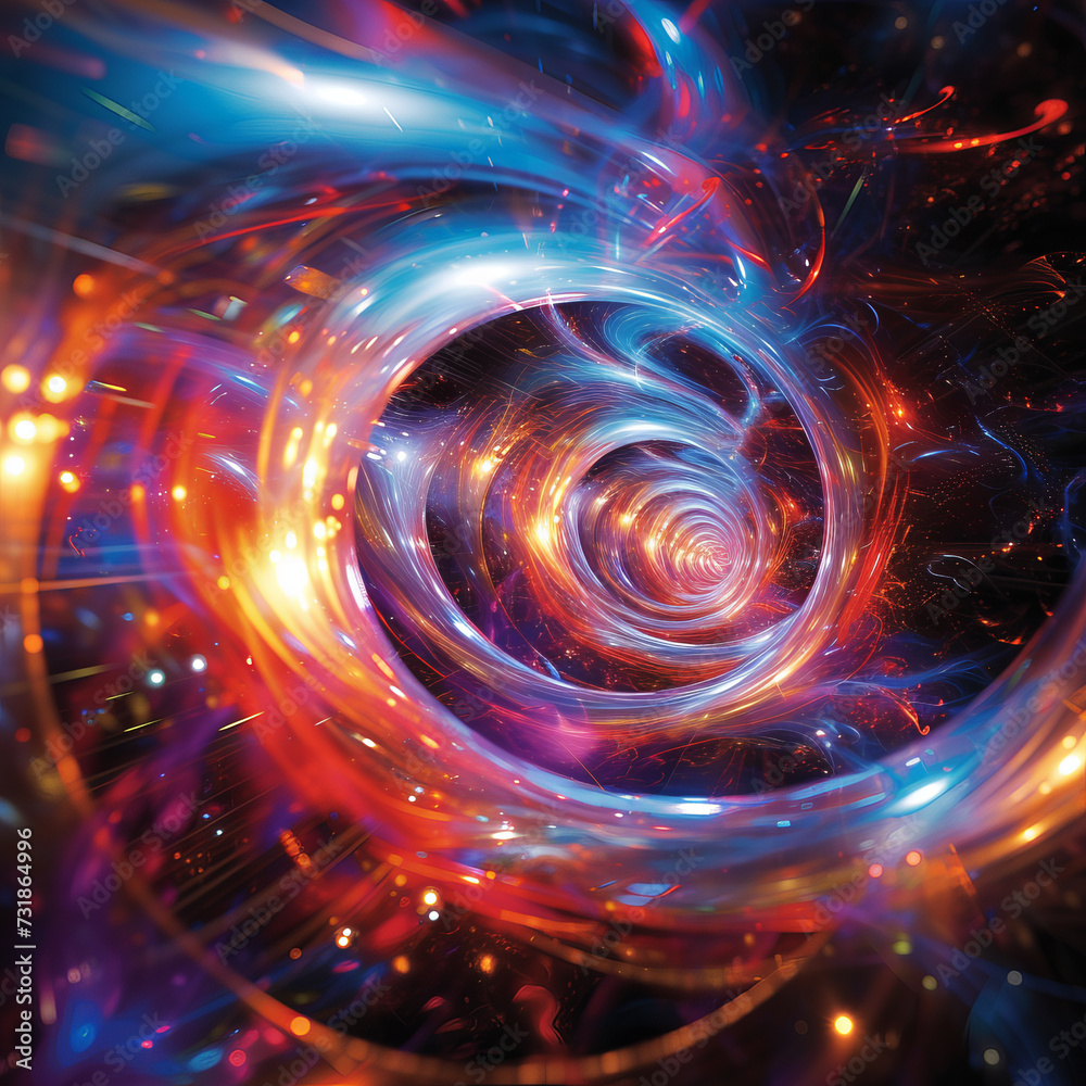 Wall mural spiral galaxy core visualisation. artistic visualisation of a spiral galaxy core with swirling energ