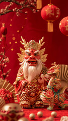 Obraz premium Chinese folklore Dragon God suitable for Chinese New Year. Decorative colorful background.