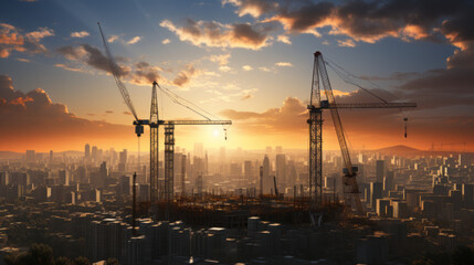 Cityscapes Evolving: Capturing the Majestic Silhouettes of Constructio, generative AI