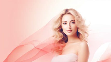 Obraz na płótnie Canvas Banner with beautiful woman face with smooth health skin for advertising design