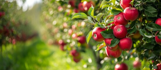 This evergreen shrub bears a bountiful harvest of natural food: a bunch of red apples hanging from its branches, a delicious and nutritious fruit.