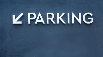 isolated parking sign white on blue background