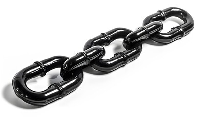 Obraz premium Chain links in shiny metal, showcasing strength and security, on a white background