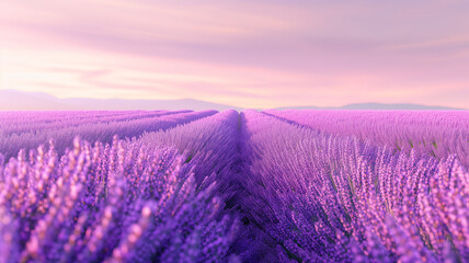 Fototapeta premium Tranquil lavender fields, minimalist