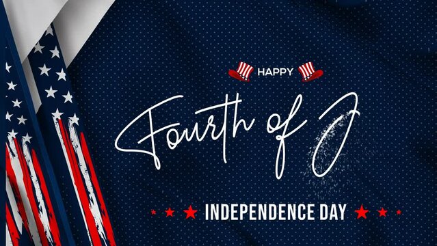  4th of july Animation Text with dust sprinkle particle effect , independence day