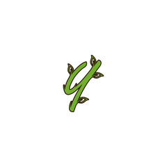 letter "y" combination with a plant with a leaf in green and brown color
