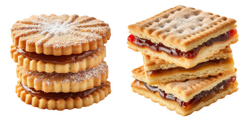 Viennese Biscuit Set Isolated on Transparent or White Background, PNG