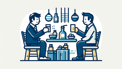 Generative AI Boss and subordinate drinking alcohol