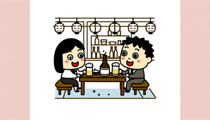 Generative AI Boss and subordinate drinking alcohol