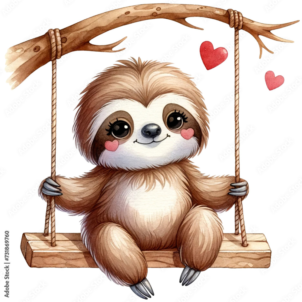 Wall mural cute valentine sloth