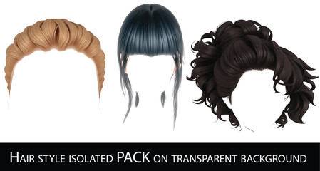 Fashionable women hairstyles , isolated on white, collage. Banner design