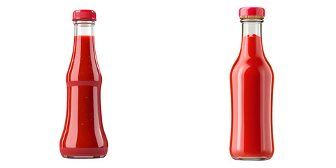 Ketchup Bottle Set Isolated on Transparent or White Background, PNG