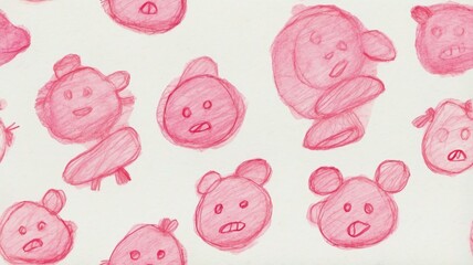 Hand drawn pink scribbles of child on paper texture from Generative AI