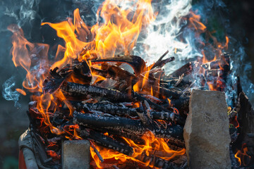 Flammes d'un feu de vois