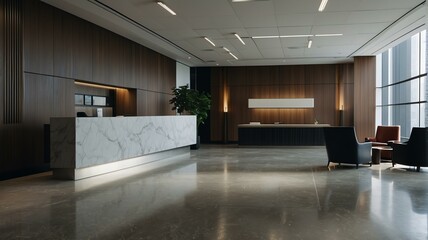Reception area of a professional office space building from Generative AI