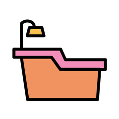 Bathtub Clean Shower Filled Outline Icon