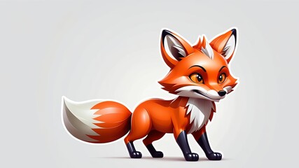 Obraz premium Stylized Orange Fox Logo Illustration on Grey Background