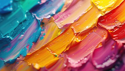 Colorful brushstrokes of oil paint as a background. Macro