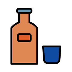 Bottle Drink Glass Filled Outline Icon