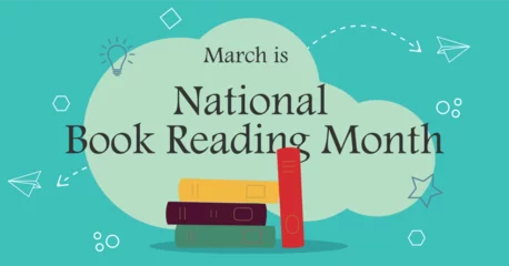 Deurstickers National Book Reading Month Campaign banner. Celebration to encourage reading for all ages. © Carl