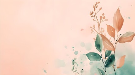 abstract background with flowers. minimalistic water color floral illustration