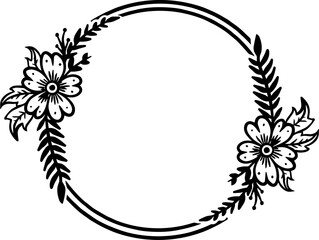 frame with flowers and leaves