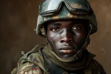 Naklejka premium Detailed portraits of soldiers participating in peacekeeping missions, illustrating the human side of military service