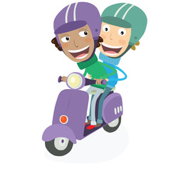 couple on scooter