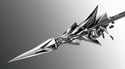 Fototapeta na wymiar A shiny silver metallic arrow with a reflective surface.