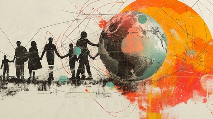 Global Unity in the Digital Era Art Collage

