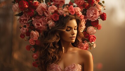 Beautiful Woman With Flowers in Her Hair