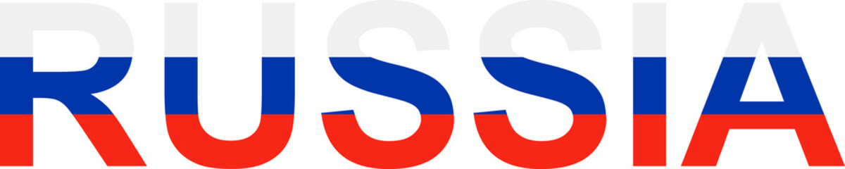 Russia word in flag style