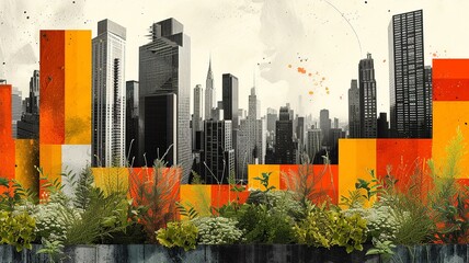 Urban Garden Rooftop Art Collage

