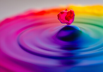 Naklejka na ściany i meble multicolored ink drop swirling in water.