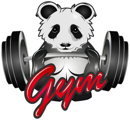 Bodybuilder Panda Bär mit Langhantel mit Gym Schriftzug