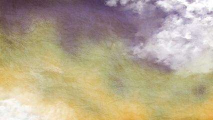 カラフルで神秘的な和紙テクスチャの空と雲