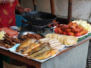 roadside nonveg food stall in nepal