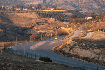Winding Road Through the Rolling Hills Near Pamukkale, Turkey