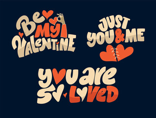 Hand drawn Valentines Day lettering Celebration poster, card, postcard, invitation, banner. Romantic quote vector lettering typography. Holiday calligraphy with hearts. 100% vector file