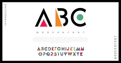 ABC stylish minimal typography capital alphabet letter logo design - obrazy, fototapety, plakaty